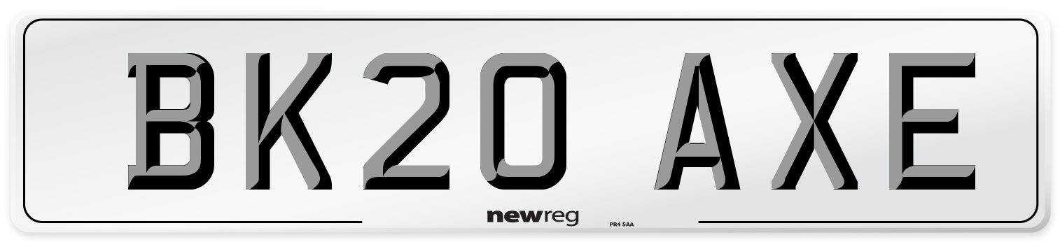BK20 AXE Number Plate from New Reg